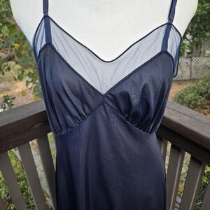 Vintage Chiffon Trim Navy Blue Women's Full Slip